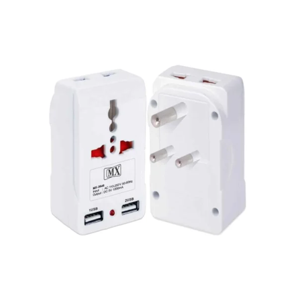 MX 3646 Dual USB Charger with Universal 2 Pin & 3 Pin