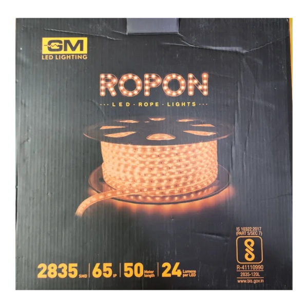 GM Rope Light Ropon 8W Per Mtr 120Led 3000K 50Mtr