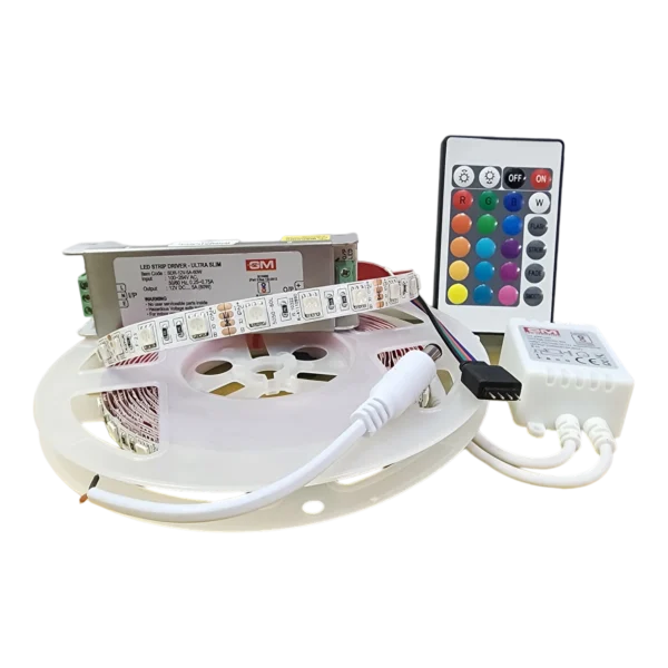 GM Led Strip Zodion 48W 60Led 5M RGB with Driver with Remote